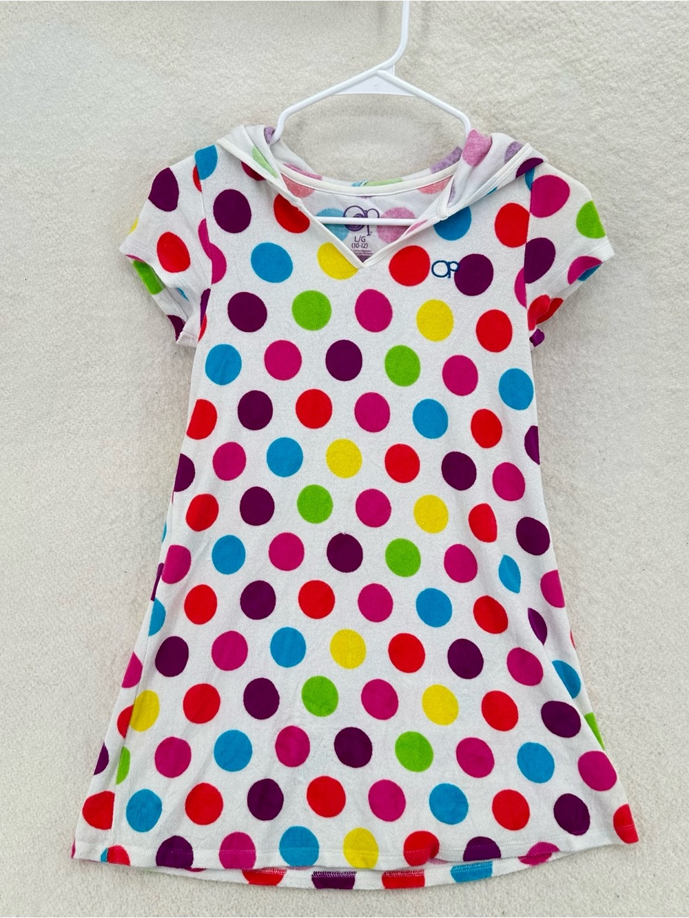 Polka Dot 2000s Babydoll Style OP Surf Core Terry Cloth Mini Dress Cover up